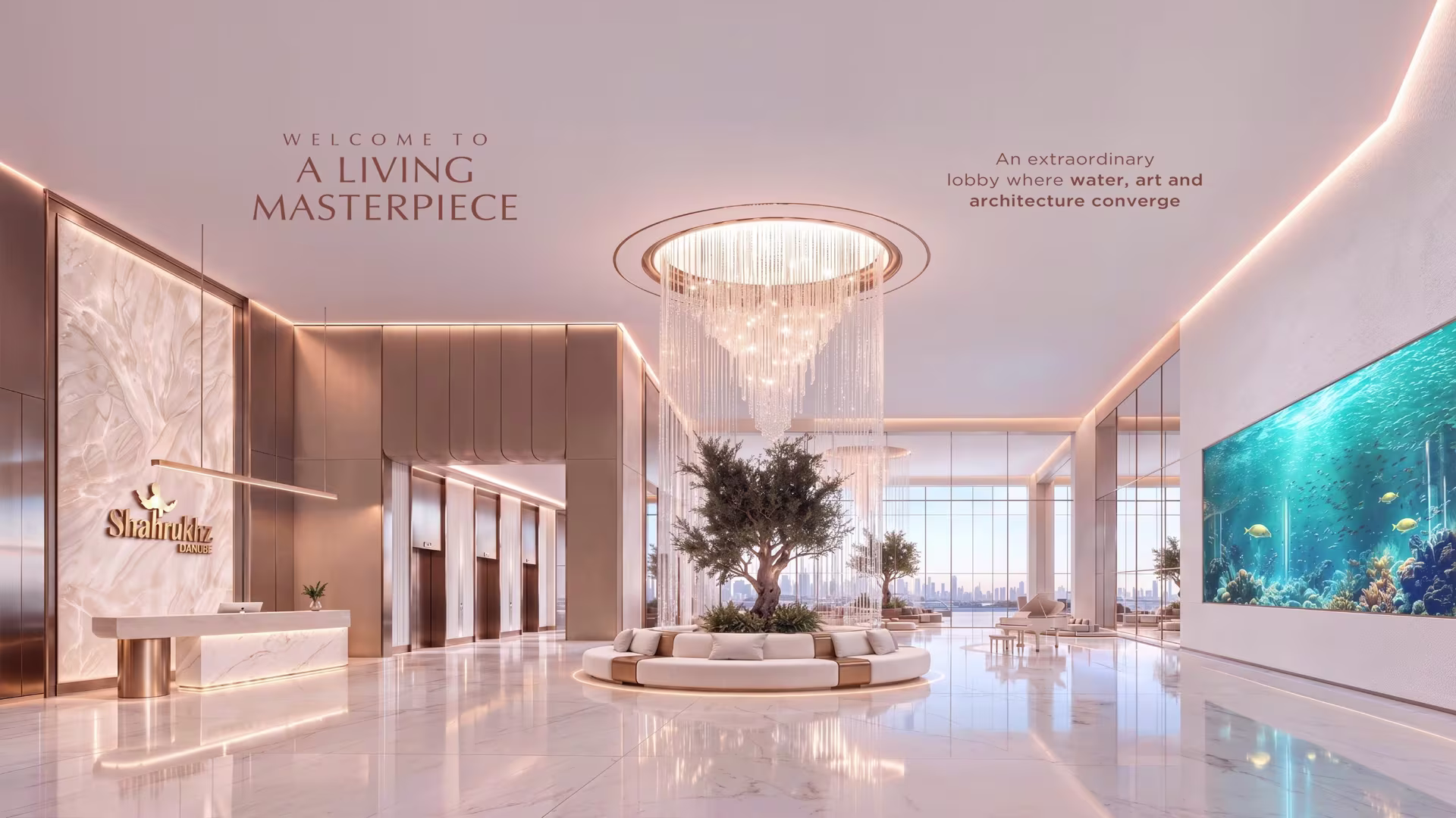 Residents’ lounge at Shahrukhz Residences by Danube, Dubai Maritime City